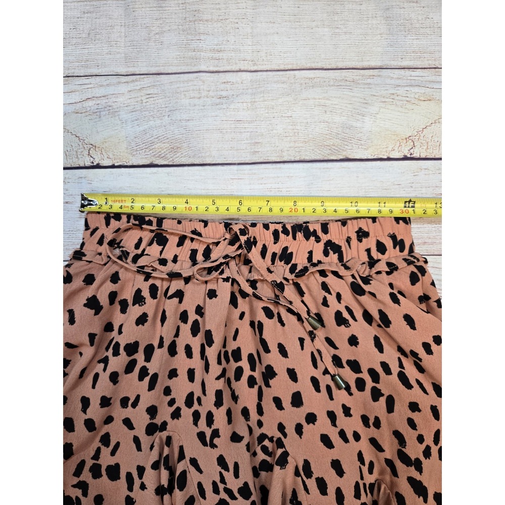 Main Strip Women's Pink/Black Cheetah Animal Print Ruffle Mini Skort Siz M Lined - Picture 6 of 9